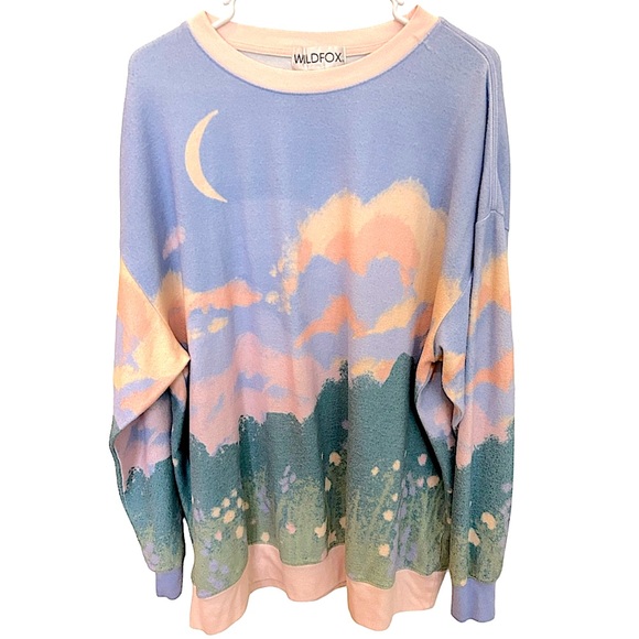 Wildfox Tops - Wildfox Lavender Fields Roadtrip Oversized Sweatshirt Size Small